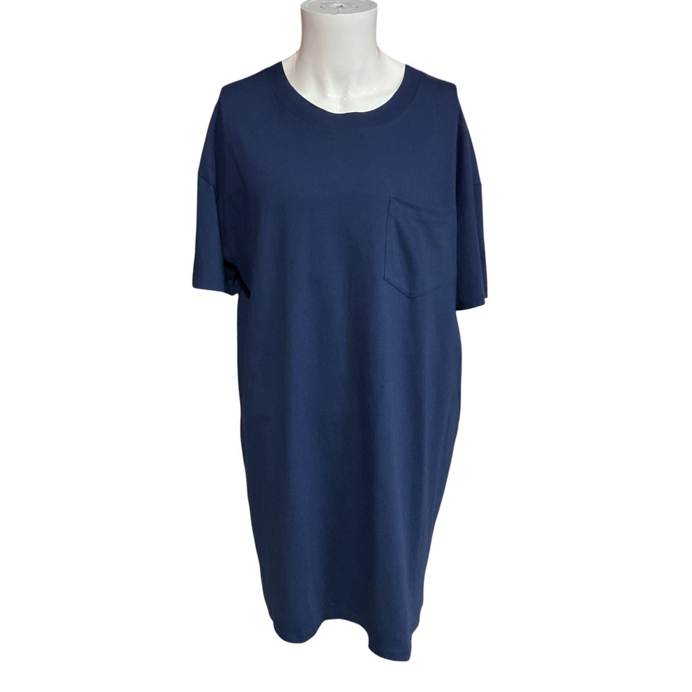 Madewell Women's Pocket‎ Tee Short Sleeve Lounge Style Mini Dress Blue Size 2XL